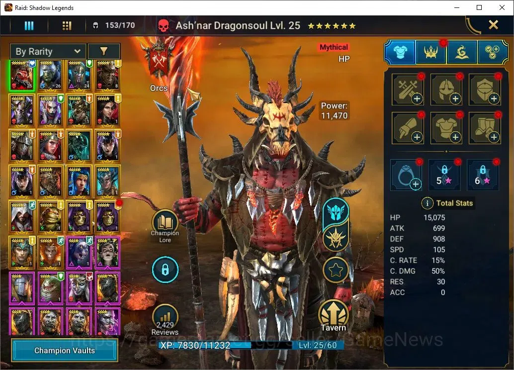 Raid: Shadow Legends Accounts Mid-Game Lv19 673K PWR|1 Mythic(Ash'nar)+22 Legend(Ninja,MC 1