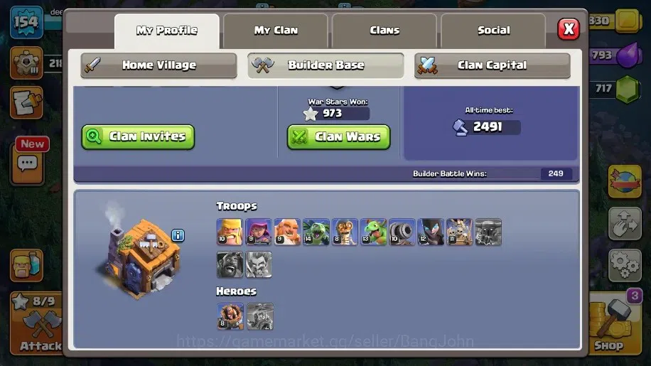 Clash of Clans Accounts Global|TH 14-BH 7|4 Gold & 3 Legend Skins|Lvl 154| image 15