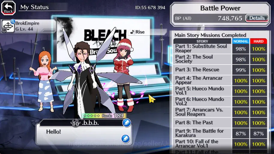 Bleach: Brave Souls Accounts [GLOBAL]50K Orb|Rukia 10th Anniv,Santa Society(Gis image 3