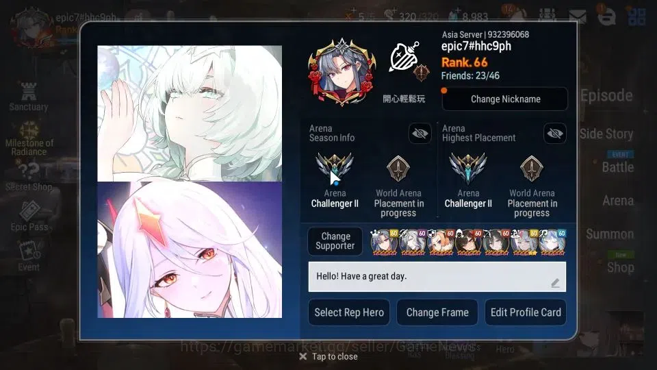 Epic Seven Accounts ASIA Unverif|11 ML[LOT Scales,RoFLight,NM Luna,Str image 2