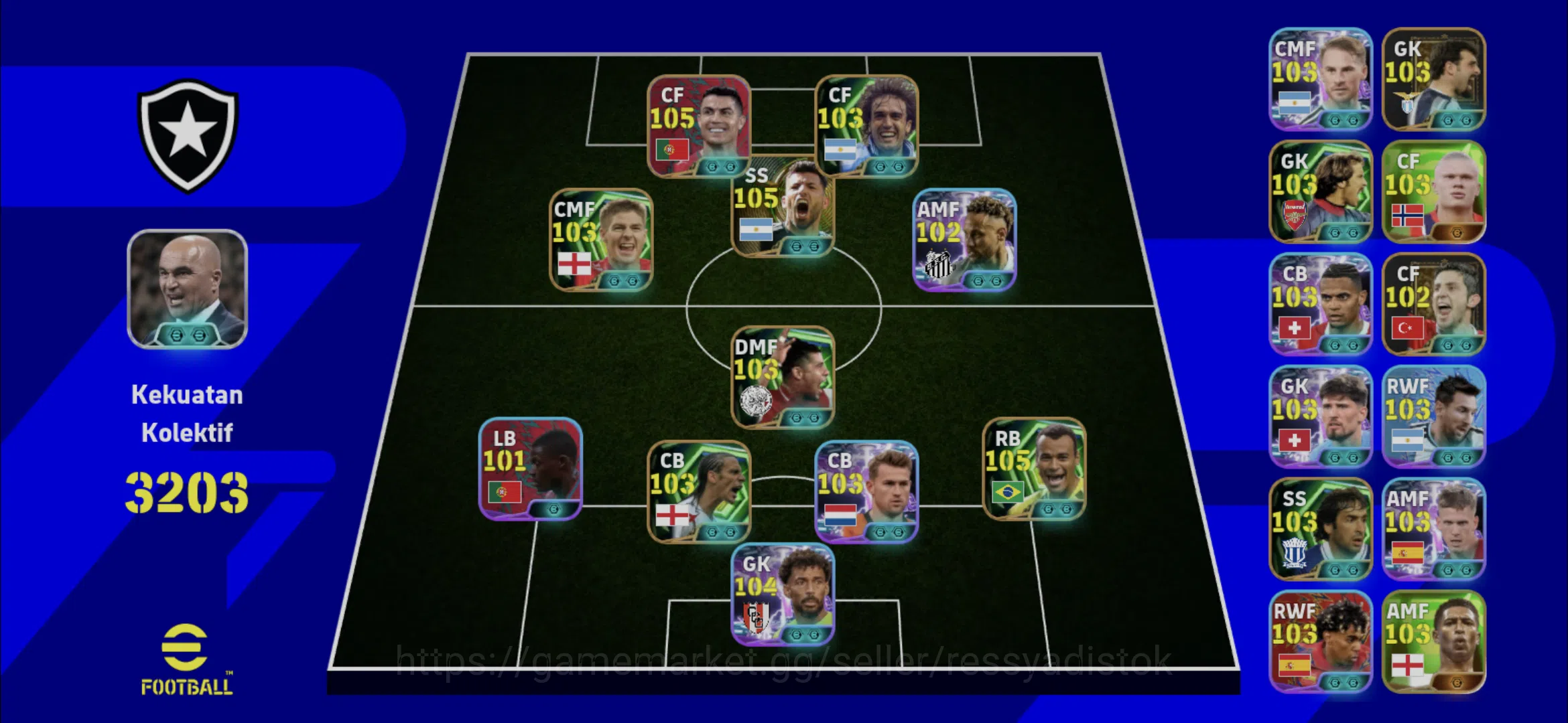 eFootball Accounts Legends & Iconic Players EFOOTBALL 2026 | EPIC CAFU BEST CARD,RIO FERDINAND,G BATISTUTA,VIONZA,RONALDO 1