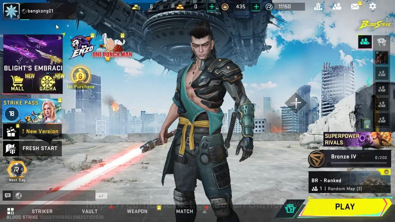 Blood Strike Accounts High-End ASIA|ETERNAL M700-Seraph Lv3|ULTRA Melee Lightblade-Dark Force|Legendary 1