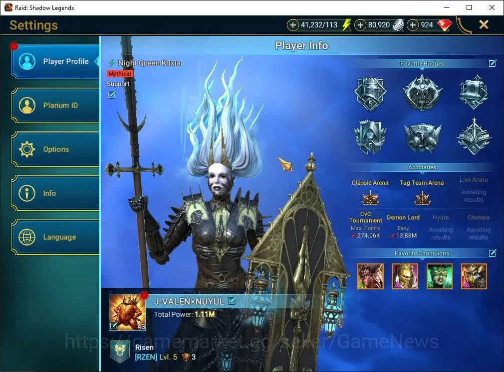 Raid: Shadow Legends Accounts Lv 43|Power 1,1M|1 Mythic[NQ Krixia]|30 Legend(RN  image 2