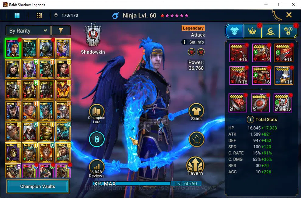 Raid: Shadow Legends Accounts Lv47 554K Power|25 Legendary(Xenomorph,Ninja,Alice image 3