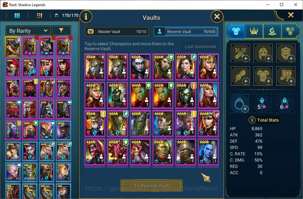 Raid: Shadow Legends Accounts Lv47 554K Power|25 Legendary(Xenomorph,Ninja,Alice image 7