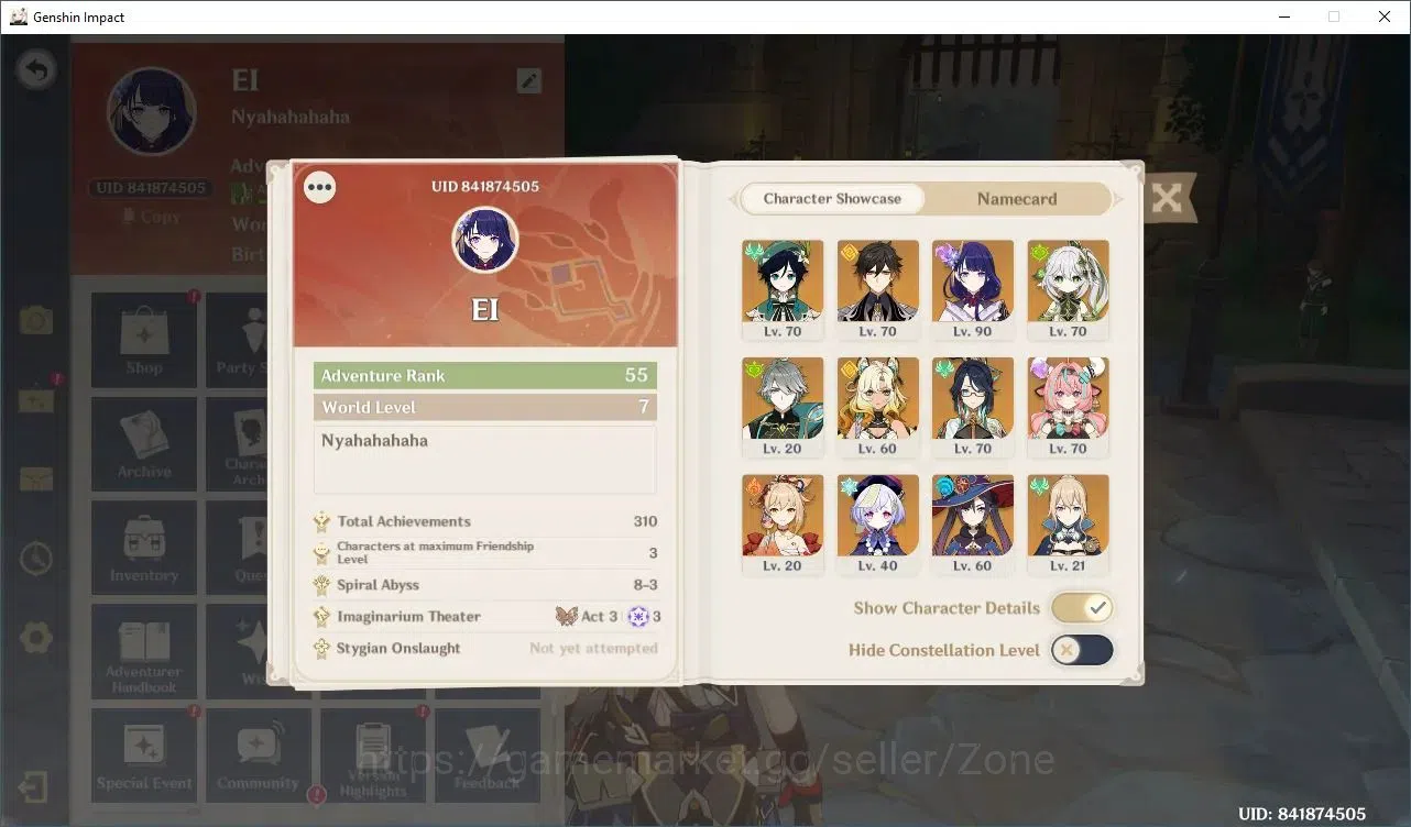 Genshin Impact Accounts Mid Game Asia|AR 55|9 Limited+B5 char and weap|archon:Venti,Zhongli,Raiden Shogun,Nahida,|Low 1