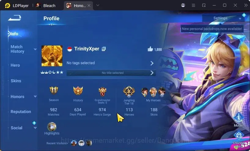 Honor of Kings Accounts Rare Skin Global|113H 1