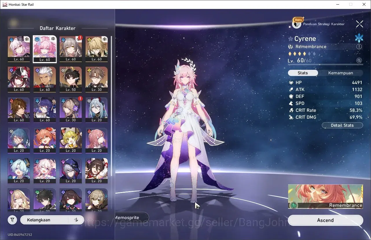 Honkai Star Rail Accounts ASIA | TL 44 | Sterter Evernight, Cyrene, Sprakle, image 8