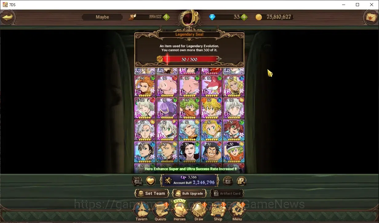 The Seven Deadly Sins: Grand Cross Accounts Others Global|2,2M CC|3 LR 7 UR +Collab Gachia|P Brunhild,LMeli,P 1
