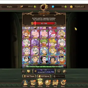 The Seven Deadly Sins: Grand Cross Accounts Others Global|2,2M CC|3 LR 7 UR +Collab Gachia|P Brunhild,LMeli,P
