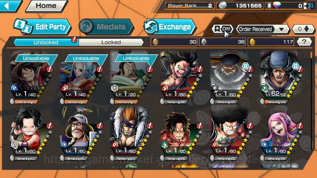 One Piece Bounty Rush Accounts Starter Global|4 EX | AMS Borsalino,T5E ST.Jaygarcia,Great Pirate Edward Newgate,Blackbeard 4