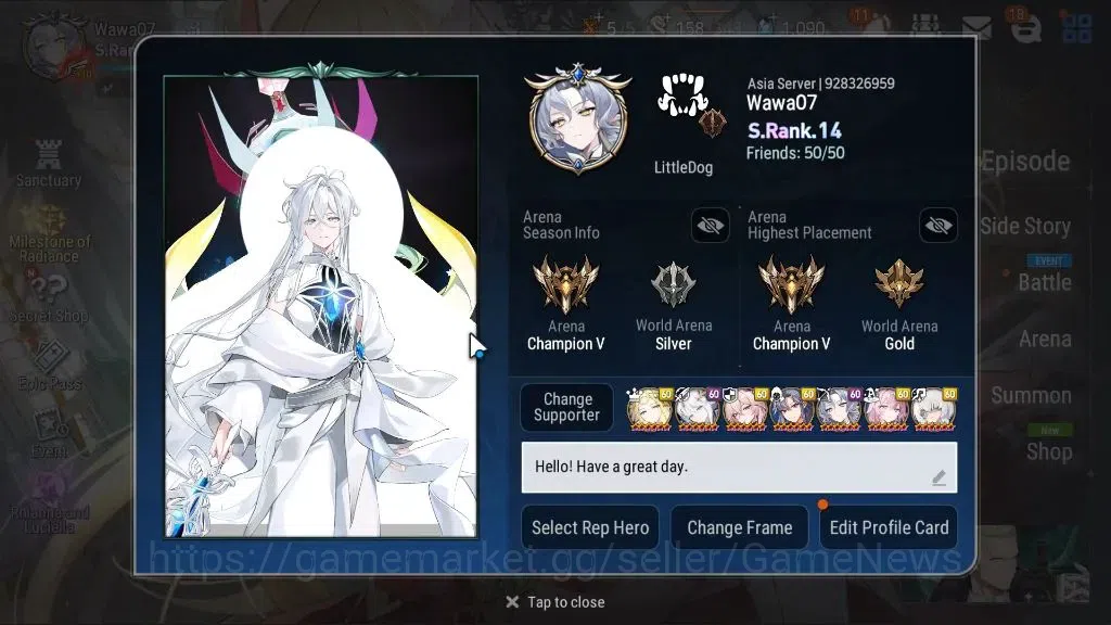 Epic Seven Accounts ASIA|52 ML[Monarch otS Iseria,Salome,LOTScales,BAr image 2