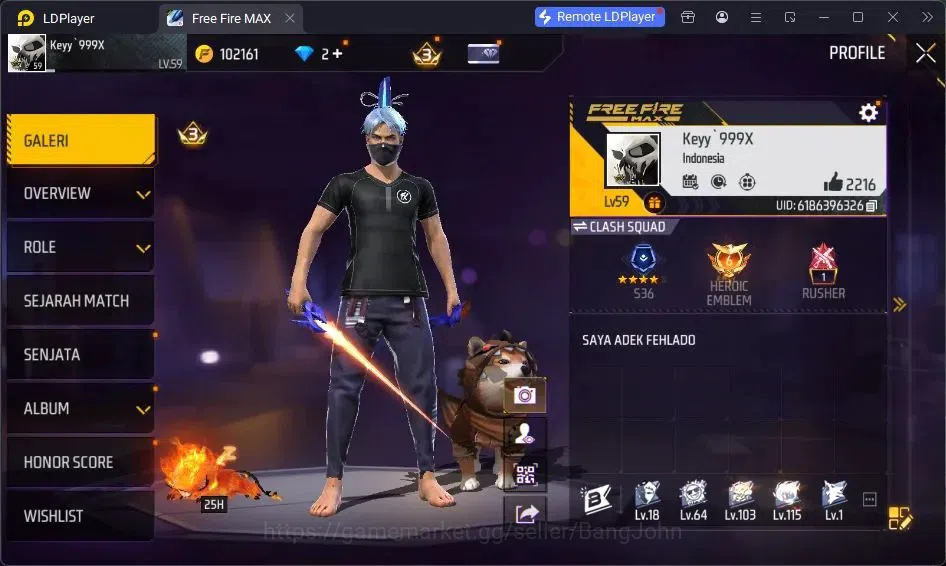 Free Fire Accounts Indonesia | Vault 183| SG Trompet| SG Streling| Ka image 2