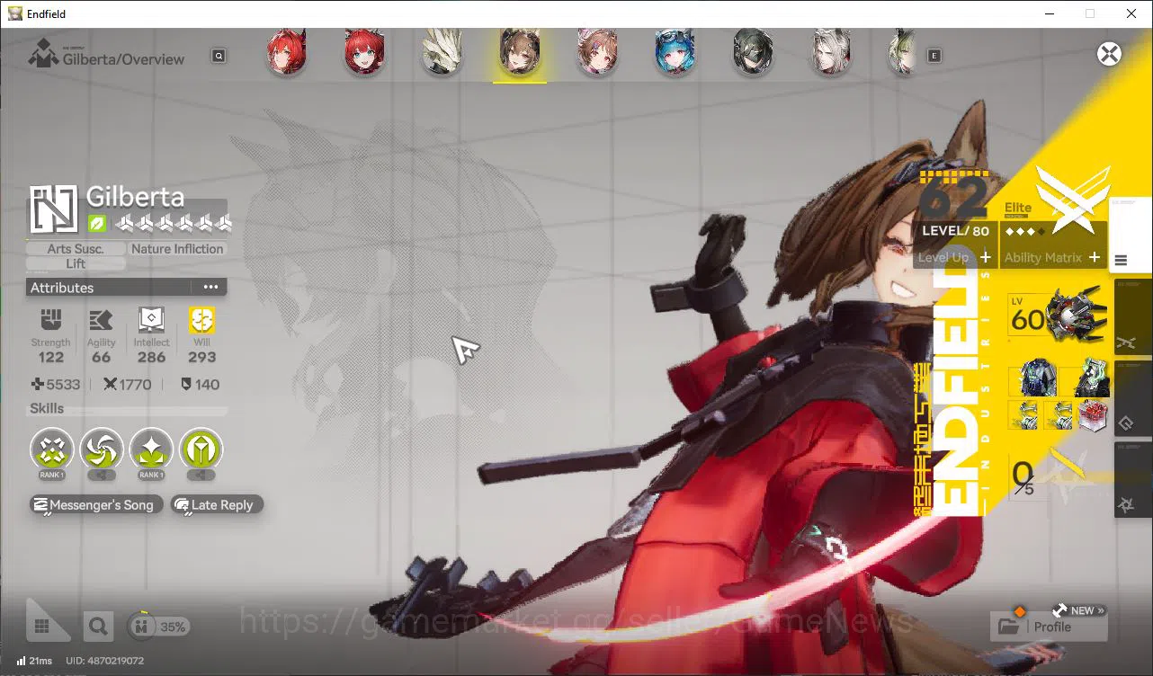 Arknights: Endfield Accounts Asia Lv51| 6 SSR [(Laevatain,Gilberta,ArdeliaP2,La image 3