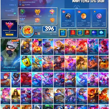 Mobile Legends: Bang Bang Accounts #4297 396 Skins | Hayabusa Kakashi Hatake (NARUTO) | Natalia Warrioress Paragon