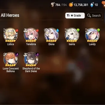 Epic Seven Accounts Starter Global Unverif|Fresh Starter|2ML(LC.Bellona,SD.Diene)+5*5RGB|PoH+Bless ON|1x 4-5* Hero