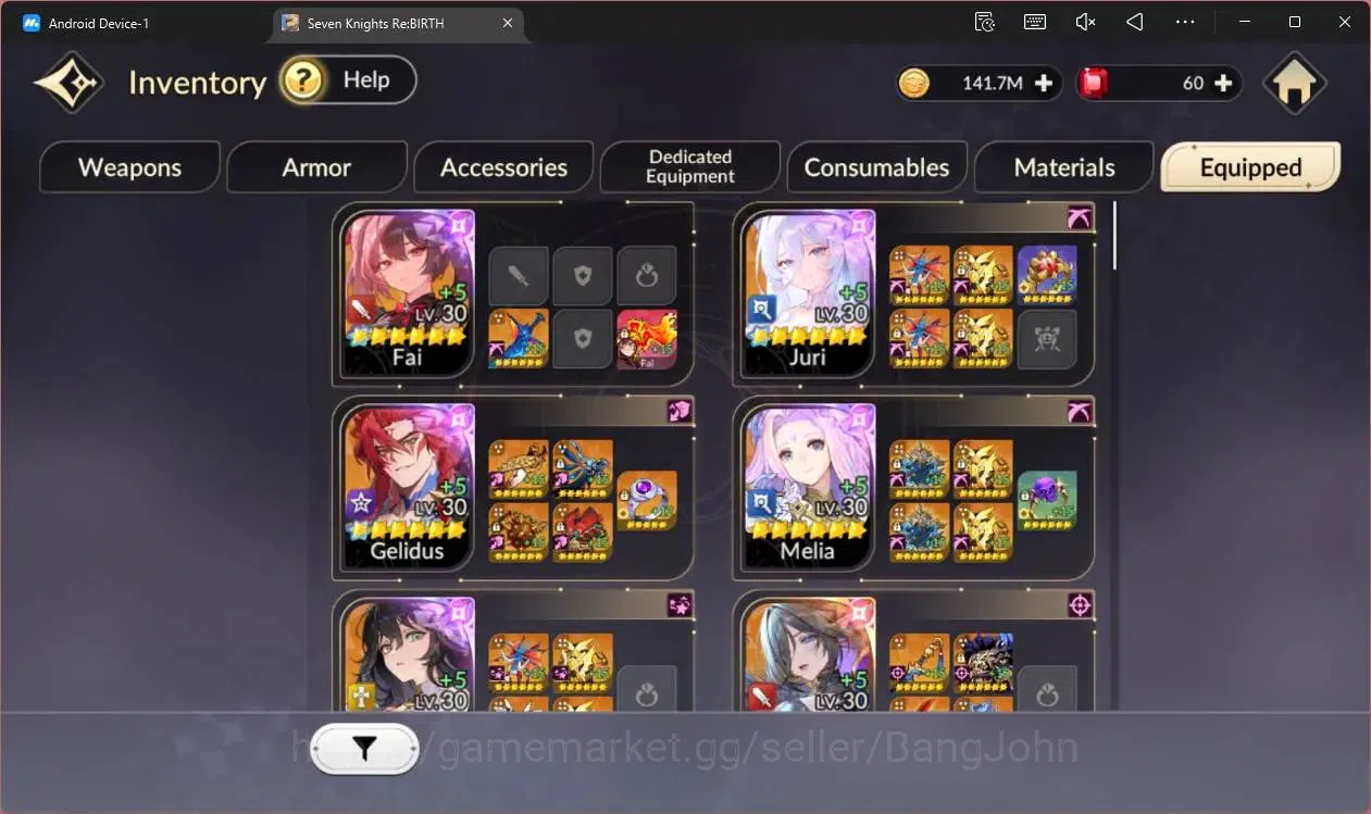 Seven Knights Re:Birth Accounts Global |5 EX7(Fai TC1,Juri TC 1,Gelidus TC1,Melia, image 12