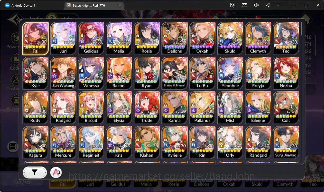 Seven Knights Re:Birth Accounts Global |5 EX7(Fai TC1,Juri TC 1,Gelidus TC1,Melia, image 2