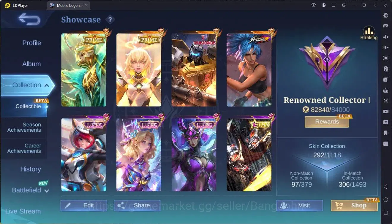Mobile Legends: Bang Bang Accounts Global|Hero 129|Skin 292|Renowned|Prime Granger,Be image 2