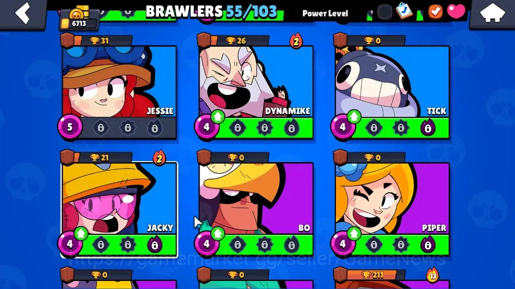 Brawl Stars Accounts 6713 Trophy|10k Bling|55Brawler 6Max|FullBuffies B image 11