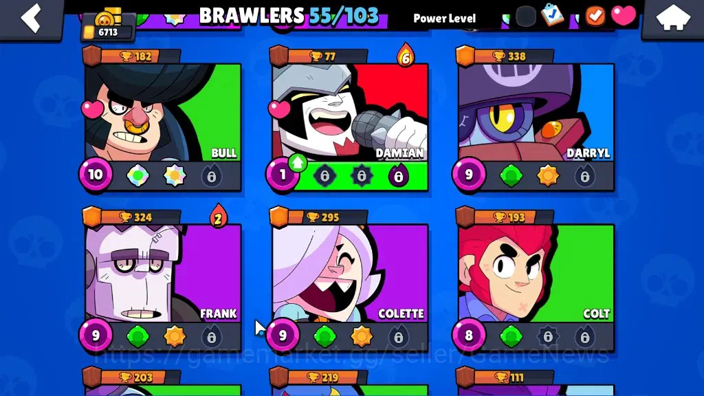 Brawl Stars Accounts 6713 Trophy|10k Bling|55Brawler 6Max|FullBuffies B image 9