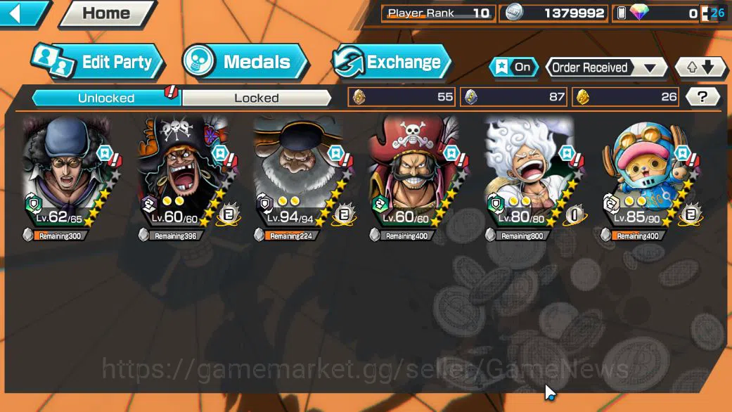 One Piece Bounty Rush Accounts Starter Global|5 EX|BP Kuzan,T5E St. Saturn,TFE Marshal D. Teach,G5 Monkey D. Luffy,KOP Gol 4