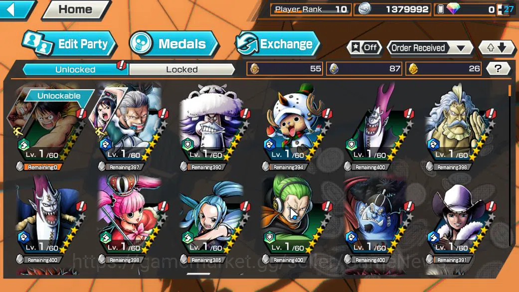 One Piece Bounty Rush Accounts Starter Global|5 EX|BP Kuzan,T5E St. Saturn,TFE Marshal D. Teach,G5 Monkey D. Luffy,KOP Gol 5