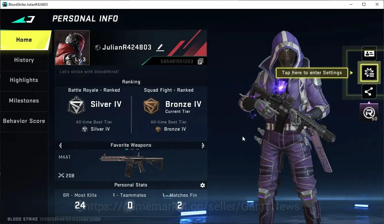 Blood Strike Accounts ASIA|ULTRA KRAKEN-Purple Lightning | EVO M1887-Des image 2