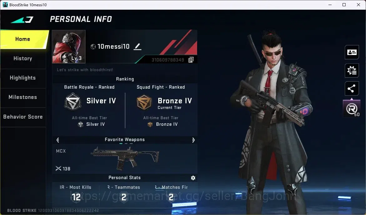 Blood Strike Accounts ASIA | 1 ULTRA STRIKER: ZERO-Agent Zero | 3 LEGEND image 1