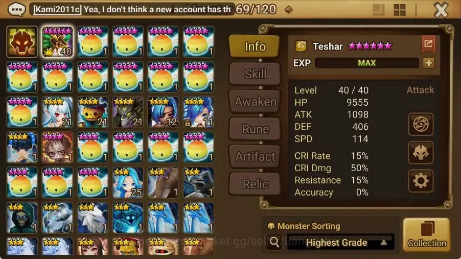 Summoners War: Sky Arena Accounts Starter GLOBAL | NB 5 TESHAR,Starter Gacha 115 12Y+160 11Y Scrool, 3 Legendary All 2