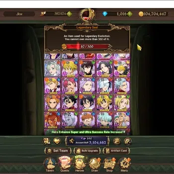The Seven Deadly Sins: Grand Cross Accounts Endgame Global|3,1M CC|1K DM|87 LS|3 LR+6 UR|Nmeli3/6,A Ban,P