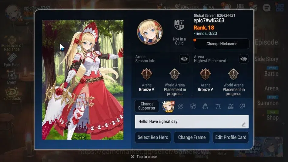 Epic Seven Accounts GLOBAL Unverif|New Era|2 ML (Rhiana&Luciel,Dark Co image 2