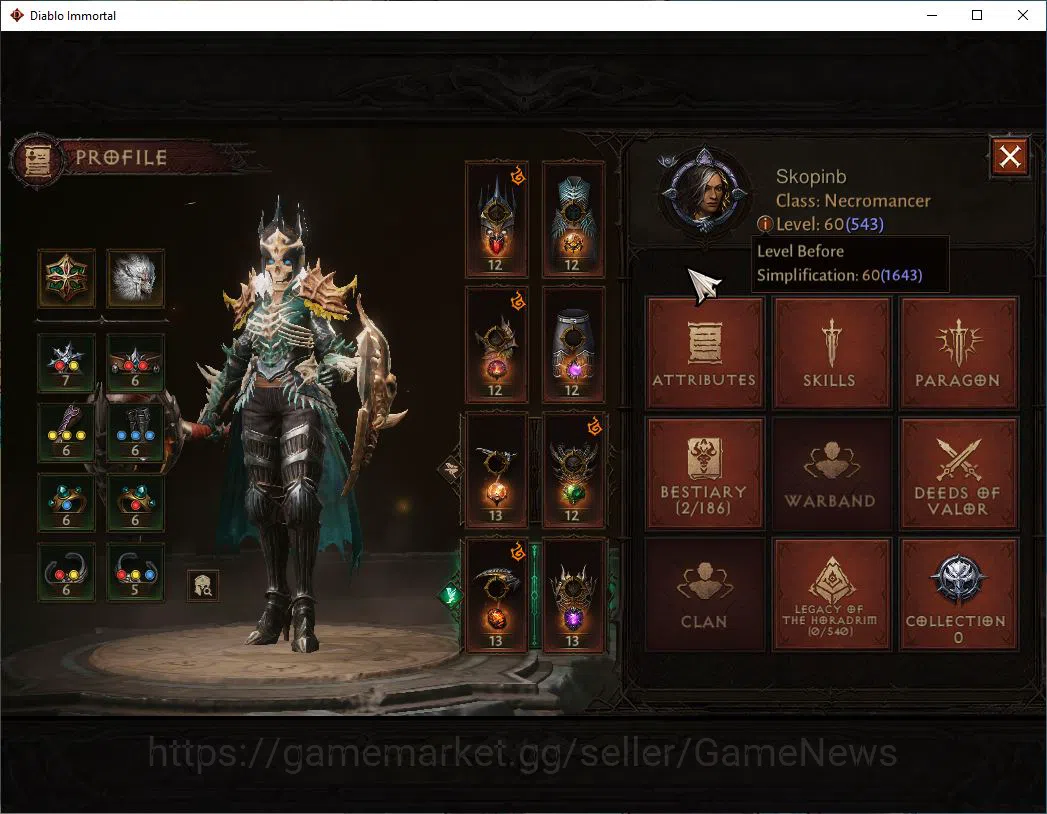 Diablo Immortal Accounts SEA - verathiel|Lv60(543)|Necromancer|33K CR|Reso  image 3