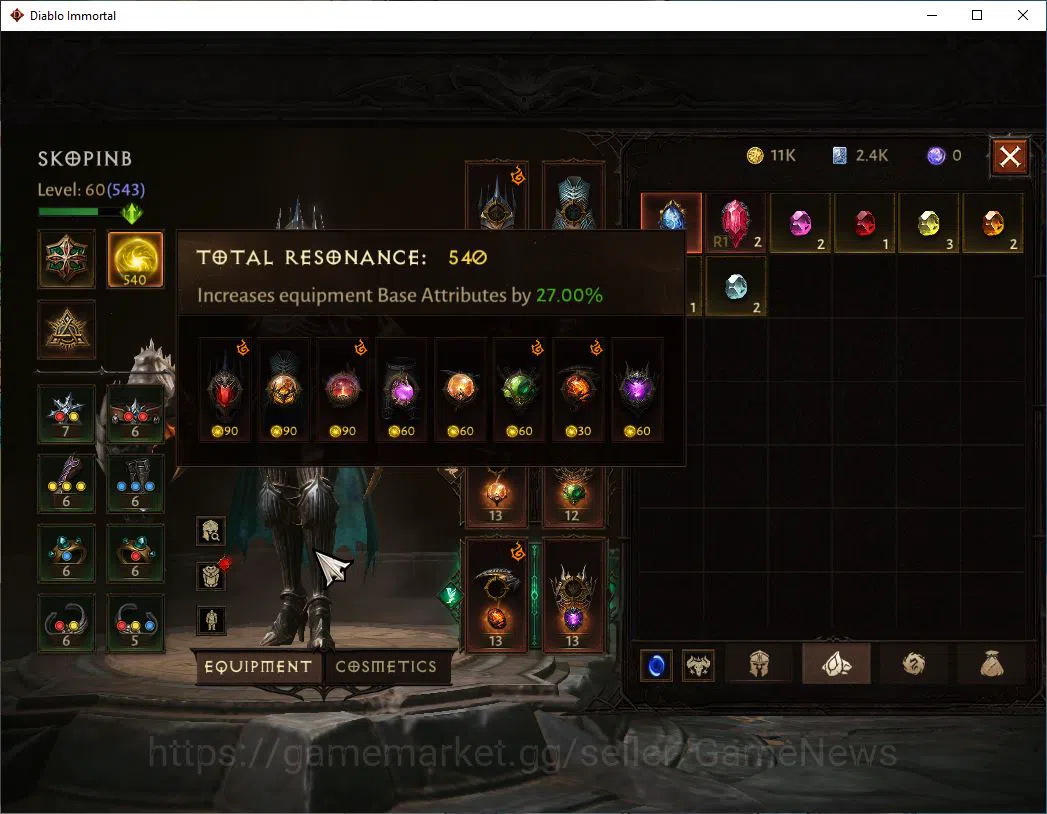 Diablo Immortal Accounts SEA - verathiel|Lv60(543)|Necromancer|33K CR|Reso  image 6