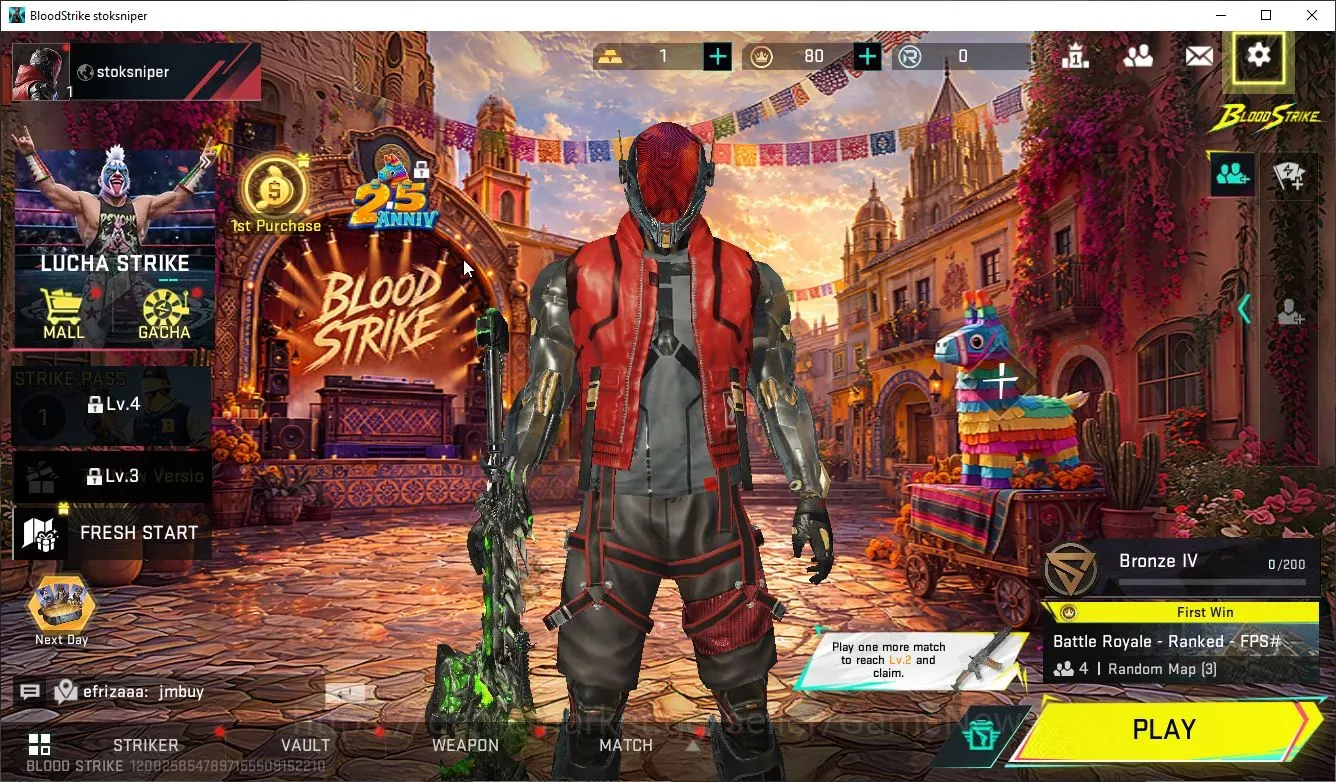 Blood Strike Accounts Starter Asia|Eternal M82 Noxdra Lv2| 1 Ultra P90 - PhantomRift | Rank Bronze IV |Log NetEase|BLS6322 1