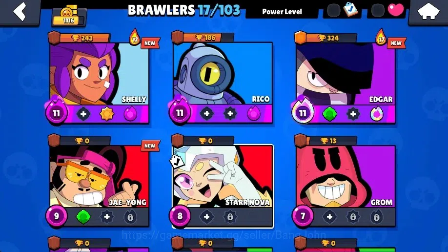 Brawl Stars Accounts Global | 1116 Thropy|17 Brawlers|3 Max+Hypercharge image 5