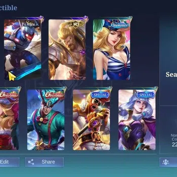 Mobile Legends: Bang Bang Accounts Collector Hero 58|Skin 81|S.A.B.E.R Saber,M3 Roger,Christmas(Freya,Gord),Starlight