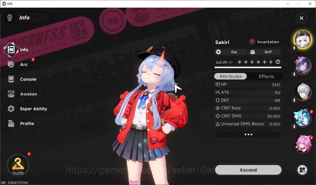 Neverness to Everness Accounts GLOBAL EUROPE|HL 5|2 SSR| Hotori + Outfit, Sakiri Awk 1 |5 SR|Male MC|Log Email|NTE1260 3