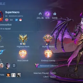 Mobile Legends: Bang Bang Accounts Collector Global|Hero 121|Skin 193|Renowned|Sanrio Floryn,KOF Karina,Collector