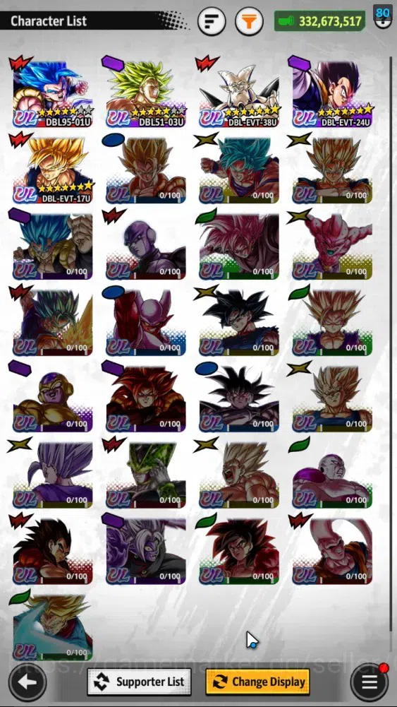 Dragon Ball Legends Accounts 332M TotalPower|LV156|5UL+1LR+15LL|SSGSS Gogeta,LS image 3