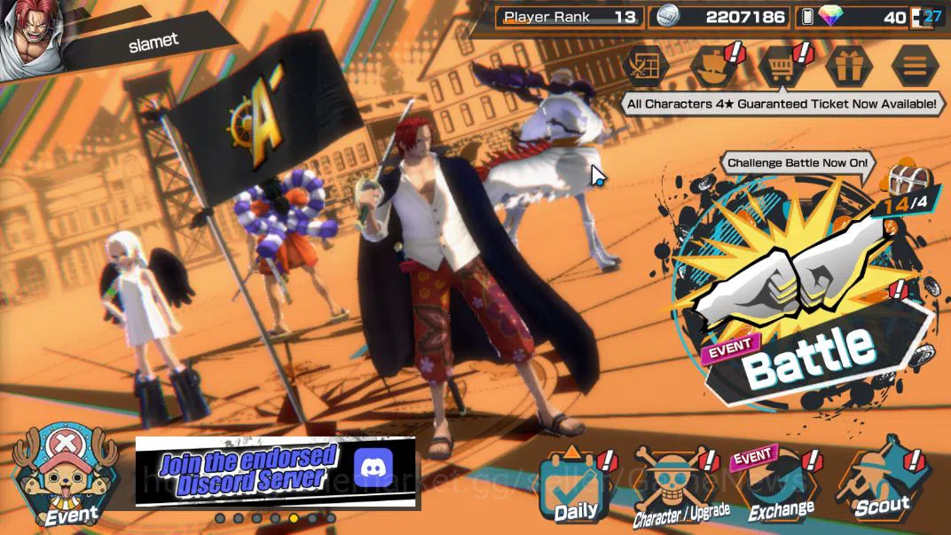 GLOBAL|6 EX| T5E St.Ethanbaron,AF ROB Lucci,S-Snake,Divine Shanks,DK Kozuki Oden,FILM RED Shanks |Rank 13|LogBandai|(OPBR2197) One Piece Bounty Rush Starter GLOBAL|6 EX| T5E St.Ethanbaron,AF ROB Lucci,S-Snak image 1