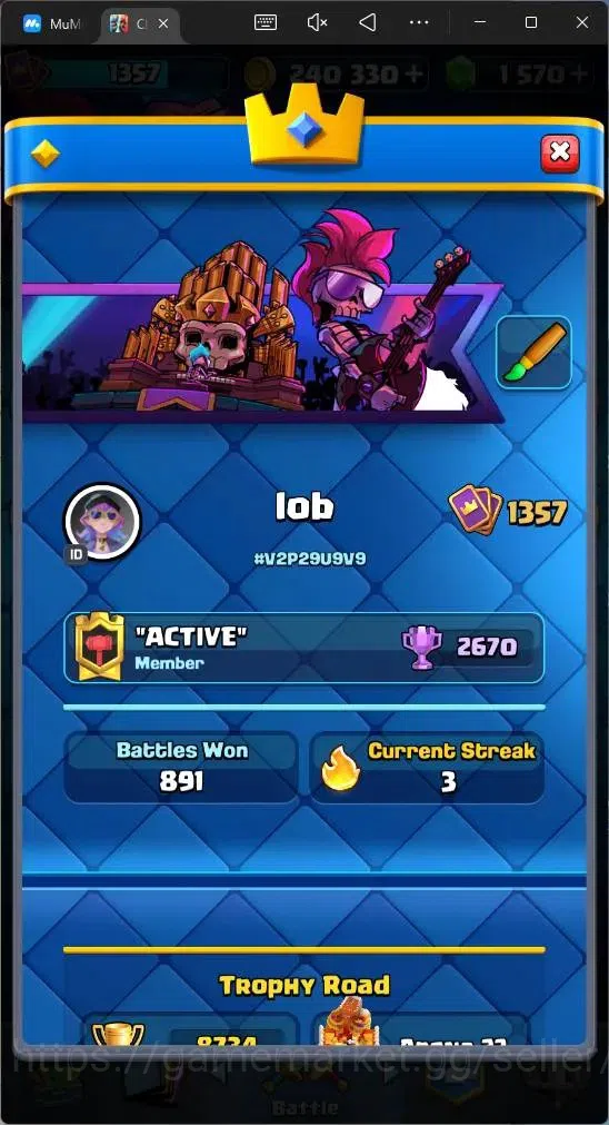 Clash Royale Accounts Global |CL 1357|KTL 13|Trophy 8734|120 Card|3 L15| image 3