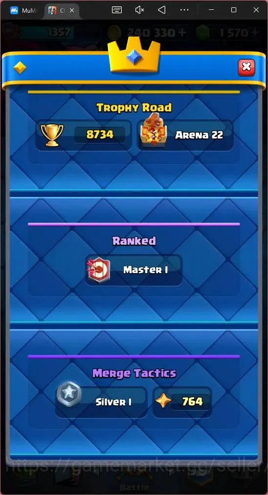 Clash Royale Accounts Global |CL 1357|KTL 13|Trophy 8734|120 Card|3 L15| image 4