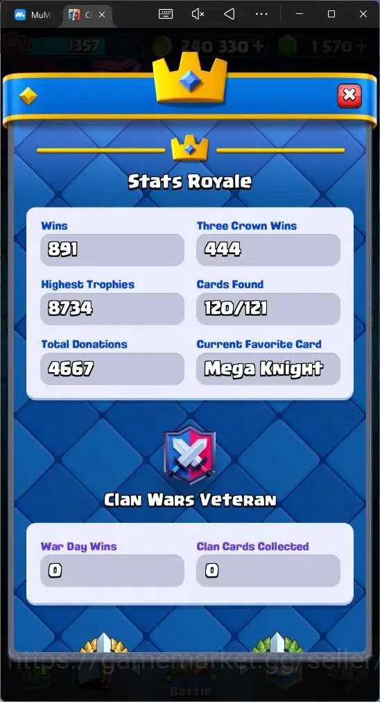 Clash Royale Accounts Global |CL 1357|KTL 13|Trophy 8734|120 Card|3 L15| image 5