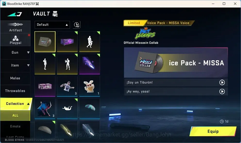 Blood Strike Accounts Rare Skin ASIA | 1 ETERNAL Gun: Kala - Whisper | 1 LEGENDARY Gun | 1 MISSA Limited Voice Pack |Check 3