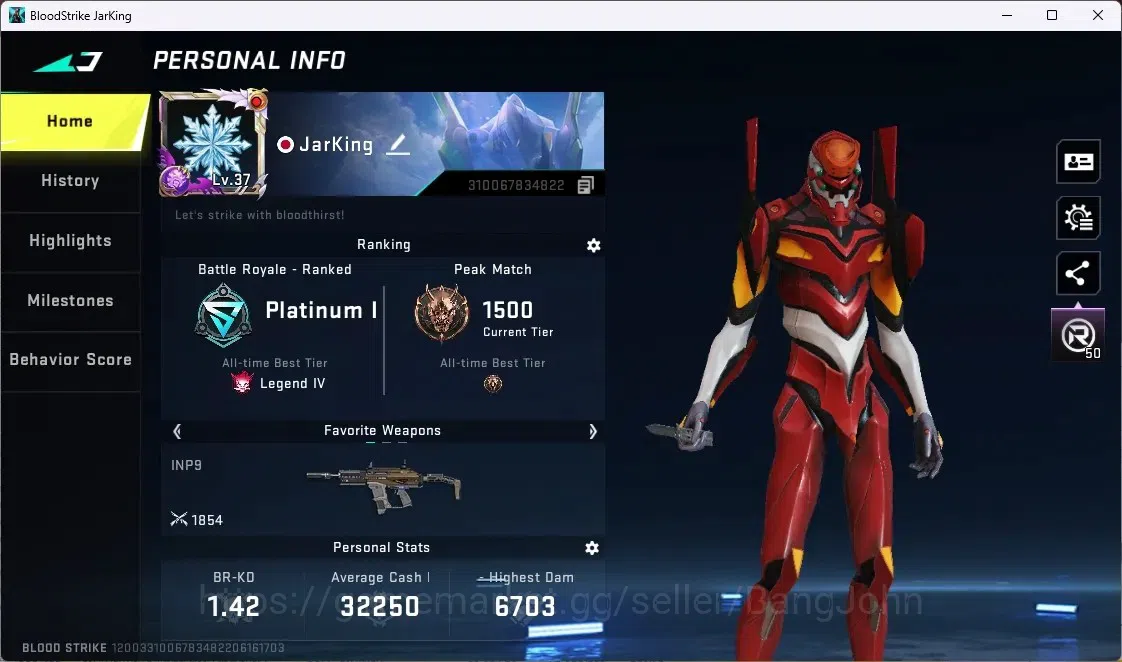 Blood Strike Accounts ASIA |COLLAB MCX EVA-EVA-00|1 EVA STRIKER|1BLEACH image 1