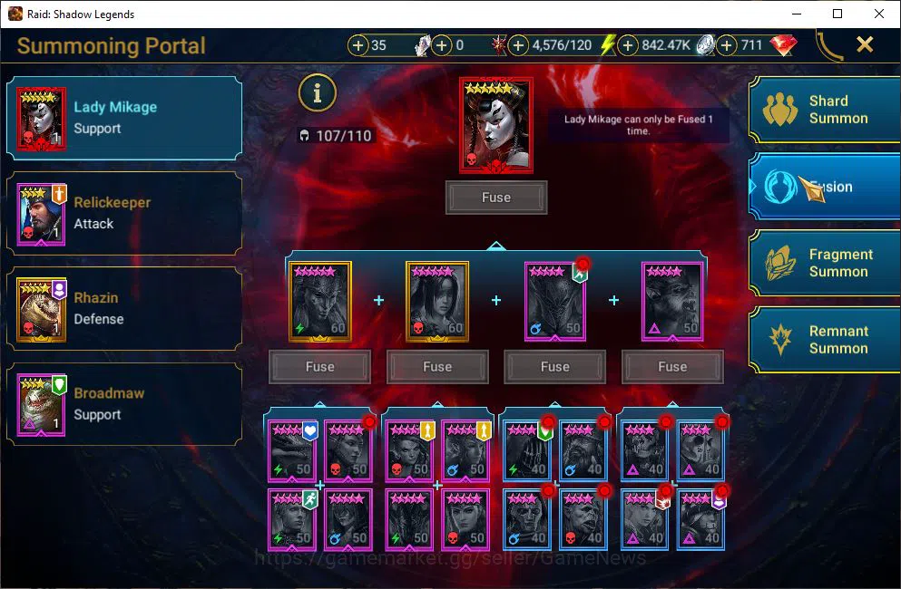 Raid: Shadow Legends Accounts Mid-Game Lv50 1,2M Power|1 Mythical(Arachoa Moonspinner)|23 18