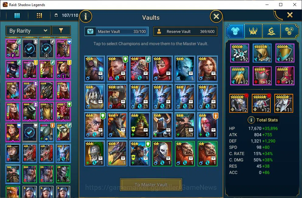 Raid: Shadow Legends Accounts Mid-Game Lv50 1,2M Power|1 Mythical(Arachoa Moonspinner)|23 5