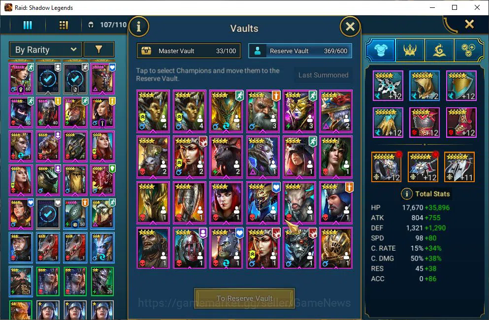 Raid: Shadow Legends Accounts Mid-Game Lv50 1,2M Power|1 Mythical(Arachoa Moonspinner)|23 6