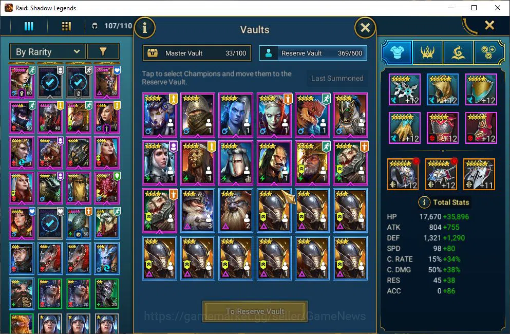 Raid: Shadow Legends Accounts Mid-Game Lv50 1,2M Power|1 Mythical(Arachoa Moonspinner)|23 7